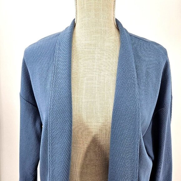 Eileen Fisher Organic Cotton Open Front Cardigan Blue Women's M Knit Minimalist - Picture 3 of 12